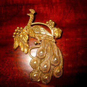 Peacock Brooch Large Vintage